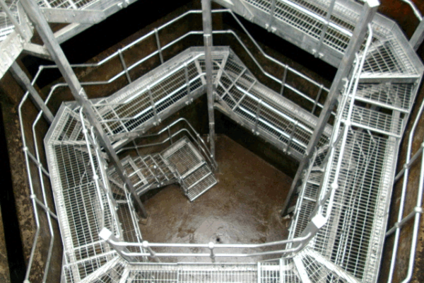 Steel staircase at loch doon